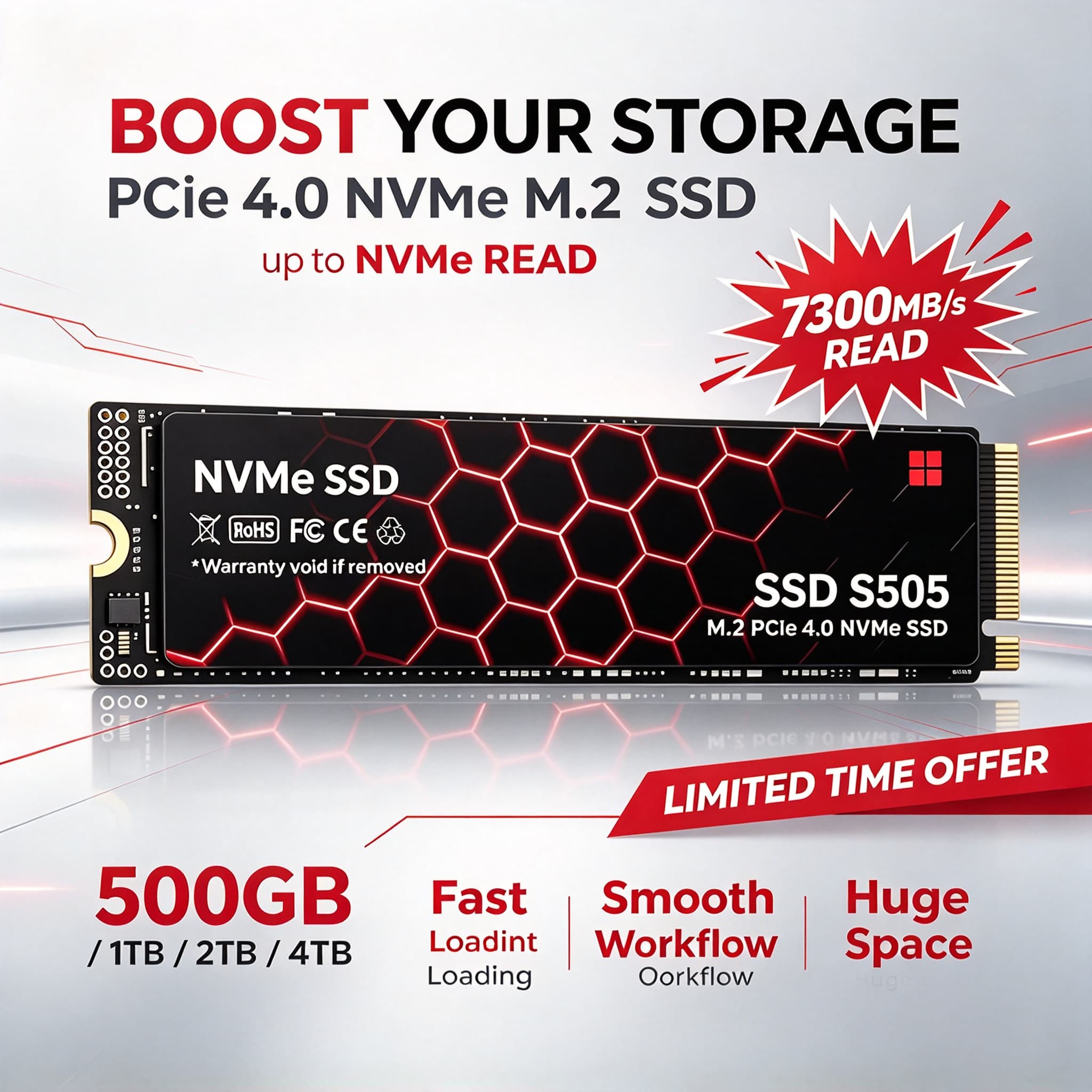 M.2 Nvme 4Tb Pcie 4.0 Ssd - نسخة احتياطية يومية للبيانات S505، قرص
